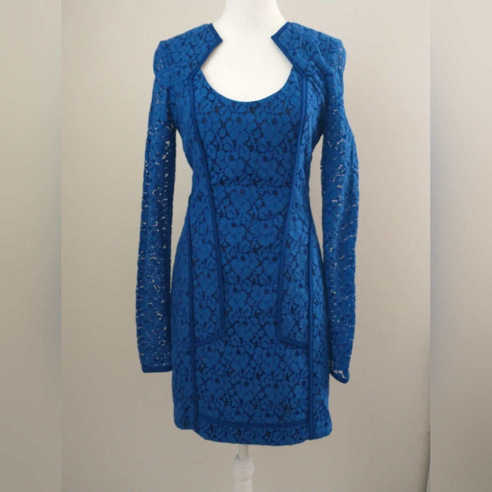 Black Halo Blue Lace Illusion Party Dress 2